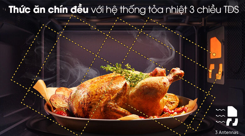 lò vi sóng samsung mg30t5018ck/sv 30 lít - thức ăn chín đều từ trong ra ngoài với hệ thống tỏa nhiệt 3 chiều tds