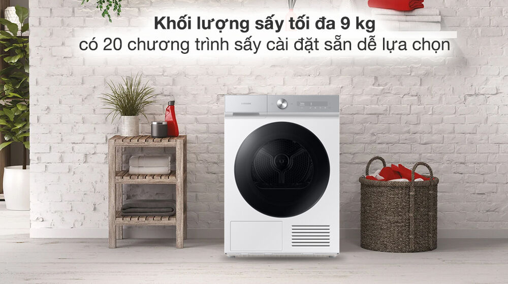 máy sấy bơm nhiệt samsung 9 kg dv90bb9440gh/sv - khối lượng sấy - chương trình hoạt động