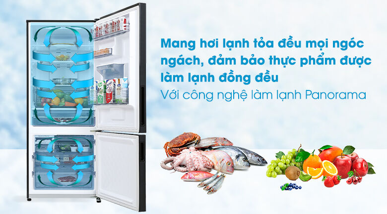 tủ lạnh panasonic inverter 377 lít nr-bx421gpkv - làm lạnh đa chiều panorama