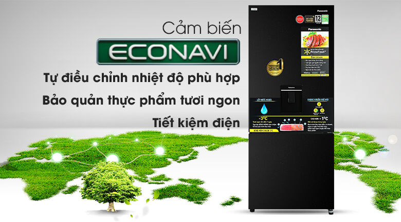 tủ lạnh panasonic inverter 377 lít nr-bx421gpkv - econavi