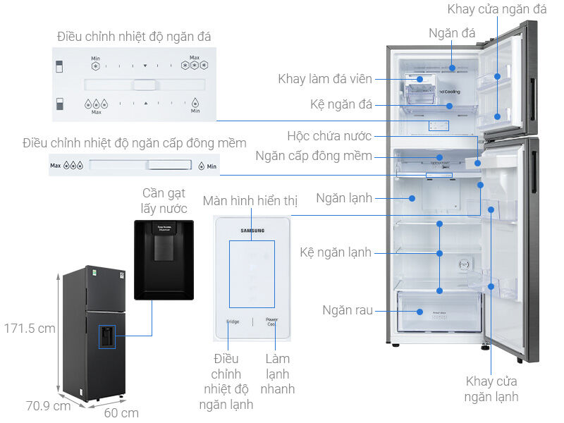 tủ lạnh samsung inverter 345 lít rt35cg5544b1sv