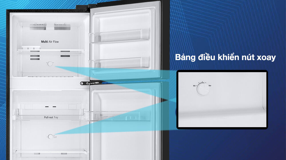 tủ lạnh lg inverter 217 lít gv-b212wb - bảng điều khiển dạng nút xoay ở mỗi ngăn tủ giúp điều khiển dễ dàng