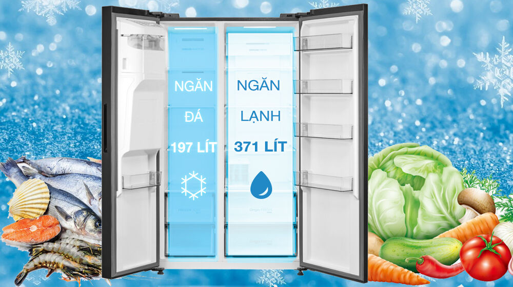 Tủ lạnh Toshiba Inverter 568 lít Side By Side GR-RS755WI-PGV(22)-XK - Dung tích ngăn đá 197 lít, ngăn lạnh 371 lít tủ lạnh toshiba inverter 568 lít side by side gr-rs755wi-pgv(22)-xk - dung tích ngăn đá 197 lít, ngăn lạnh 371 lít