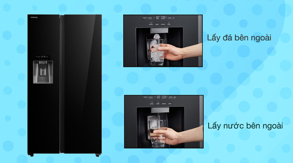 Tủ lạnh Toshiba Inverter 568 lít Side By Side GR-RS755WI-PGV(22)-XK - Trang bị tiện ích lấy nước và lấy đá bên ngoài tủ lạnh toshiba inverter 568 lít side by side gr-rs755wi-pgv(22)-xk - trang bị tiện ích lấy nước và lấy đá bên ngoài