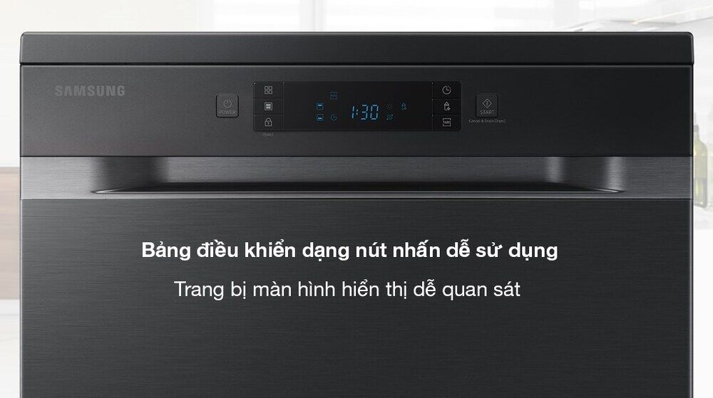 Máy rửa chén độc lập Samsung DW60CG550FSGSV - Bảng điều khiển bằng nút nhấn kèm màn hình hiển thị bên ngoài dễ thao tác máy rửa chén độc lập samsung dw60cg550fsgsv - bảng điều khiển bằng nút nhấn kèm màn hình hiển thị bên ngoài dễ thao tác