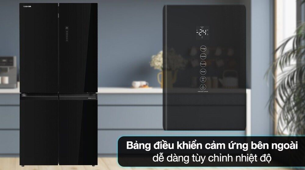 Tủ lạnh Toshiba Inverter 474 lít Multi Door GR-RF611WI-PGV(22)-XK - Bảng điều khiển cảm ứng bên ngoài cửa tủ dễ dàng điều chỉnh tủ lạnh toshiba inverter 474 lít multi door gr-rf611wi-pgv(22)-xk