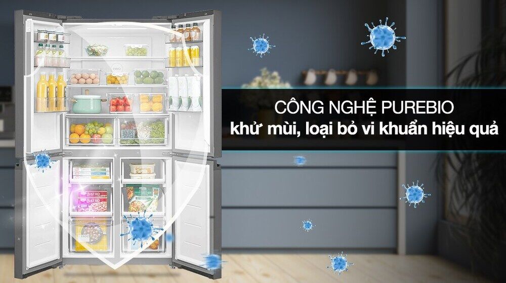 Tủ lạnh Toshiba Inverter 474 lít Multi Door GR-RF611WI-PGV(22)-XK - Công nghệ PureBio diệt khuẩ và khử mùi hiệu quả tủ lạnh toshiba inverter 474 lít multi door gr-rf611wi-pgv(22)-xk