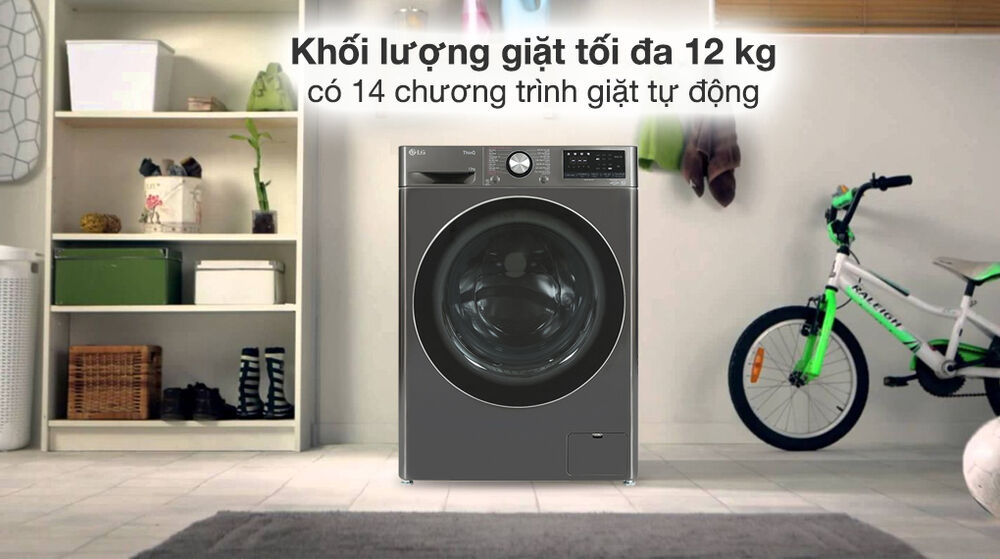 máy giặt lg ai dd inverter 12 kg fv1412s3b - khối lượng giặt và chương trình giặt