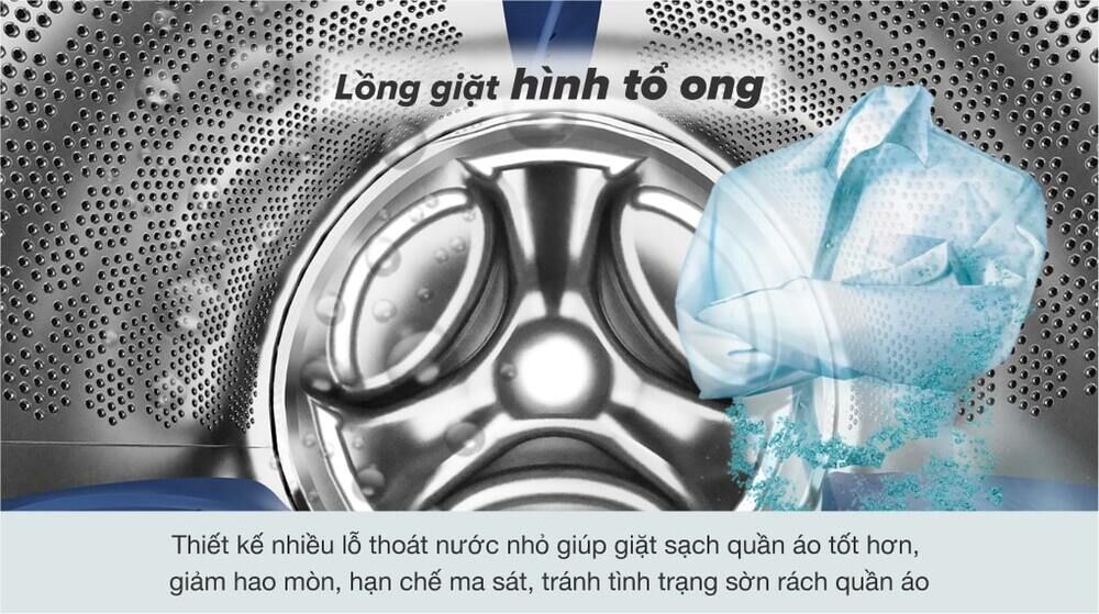 máy giặt electrolux inverter 10 kg ewf1024p5sb - lồng giặt tổ ong giúp bảo vệ quần áo tốt hơn