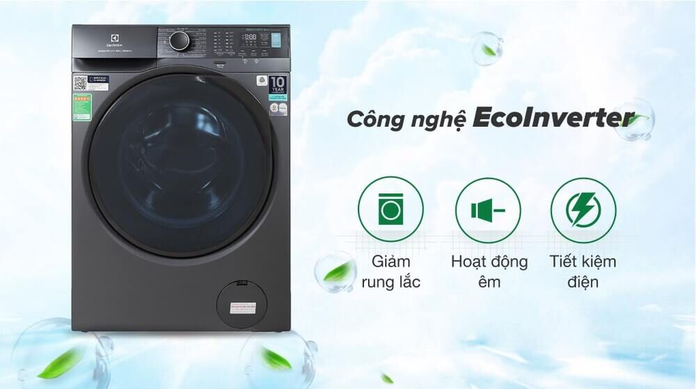 máy giặt electrolux inverter 10 kg ewf1024p5sb - công nghệ ecoinverter