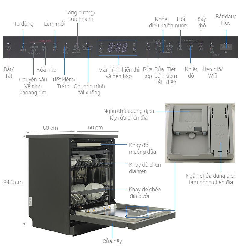 máy rửa chén độc lập lg ldt14bla4
