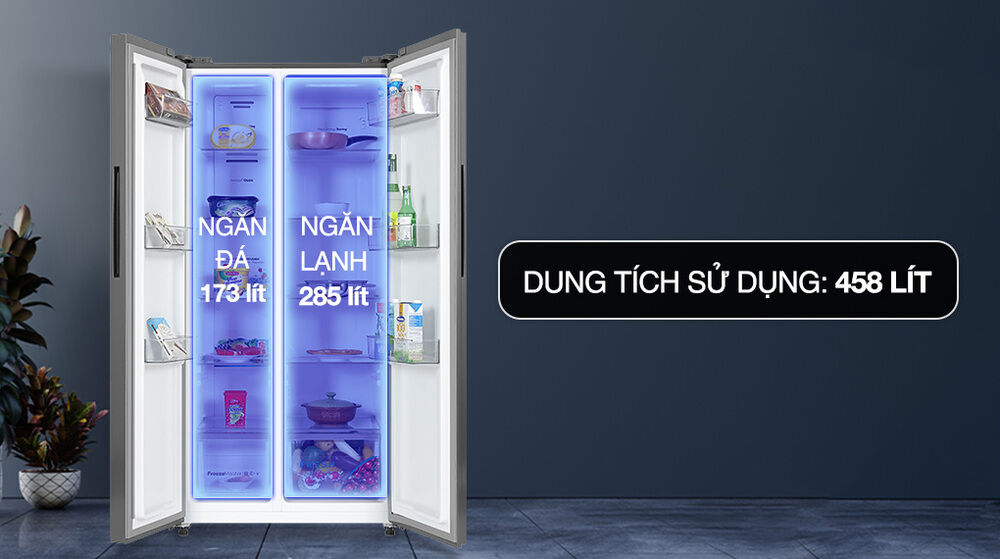 Tủ lạnh Casper Inverter 458 lít Side By Side RS-460PG - Dung tích sử dụng tủ lạnh casper inverter 458 lít side by side rs-460pg - dung tích sử dụng