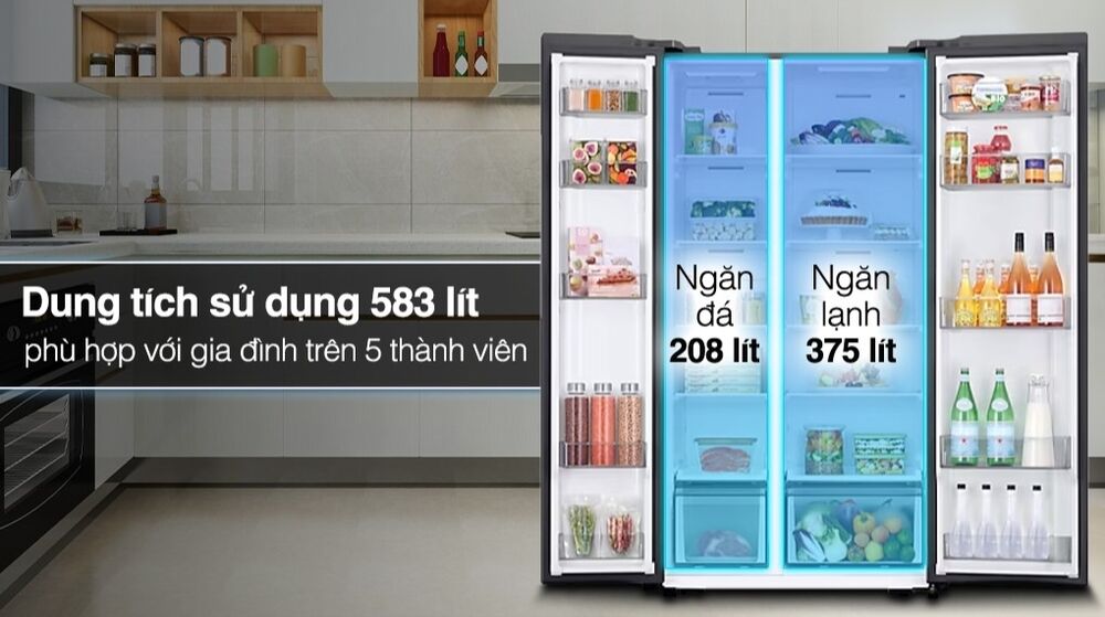 tủ lạnh samsung inverter 583 lít side by side rs57dg400em9sv