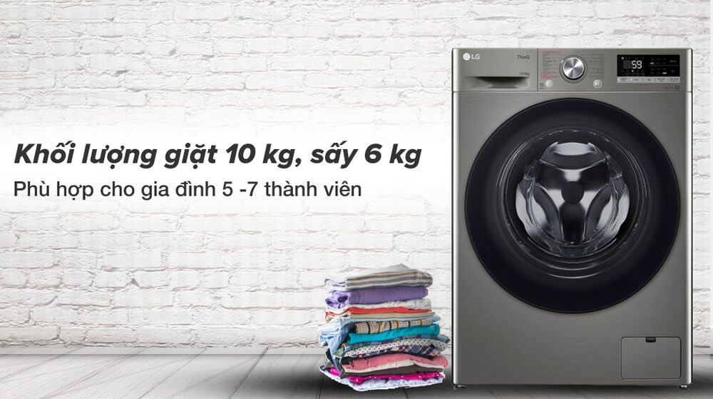 Tích hợp giặt và sấy - Máy giặt sấy LG Inverter 10 kg FV1410D4P tích hợp giặt và sấy - máy giặt sấy lg inverter 10 kg fv1410d4p