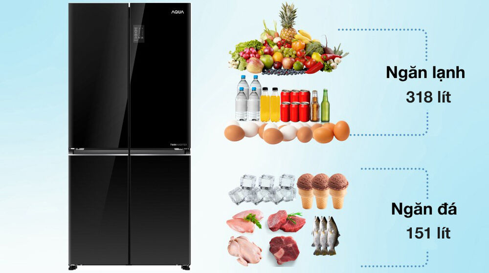 Tủ lạnh Aqua Inverter 469 lít Multi Door AQR-M536XA(WGB) - Dung tích tủ lạnh aqua inverter 469 lít multi door aqr-m536xa(wgb) - dung tích