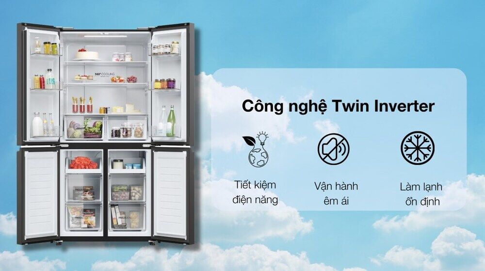 tủ lạnh aqua inverter 469 lít multi door aqr-m536xa(wgb) - công nghệ tiết kiệm điện