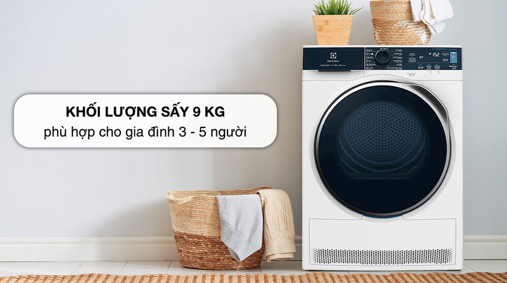 máy sấy bơm nhiệt electrolux ultimatecare 9 kg edh903r9wb