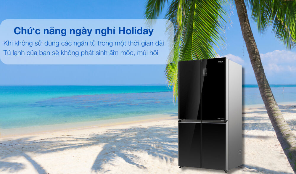 chức năng holiday - tủ lạnh aqua inverter 469 lít multi door aqr-m536xa(gb)