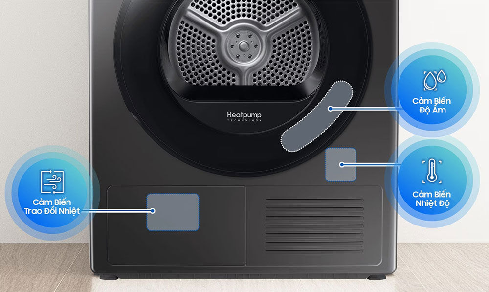 máy sấy bơm nhiệt samsung 9 kg dv90cgc2a0absv mẫu mới