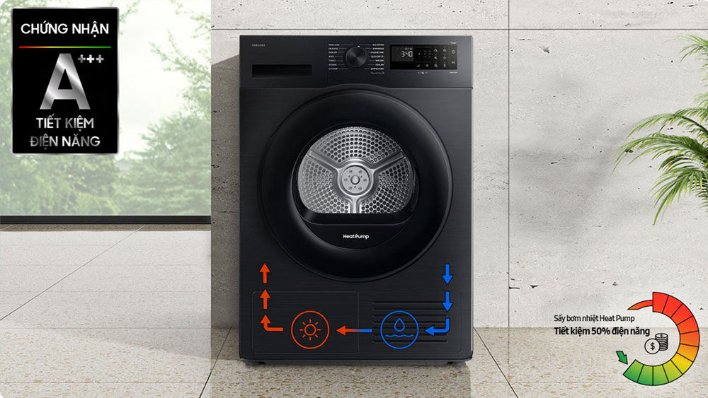 máy sấy bơm nhiệt samsung 9 kg dv90cgc2a0absv mẫu mới