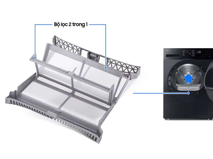 máy sấy bơm nhiệt samsung 9 kg dv90cgc2a0absv mẫu mới