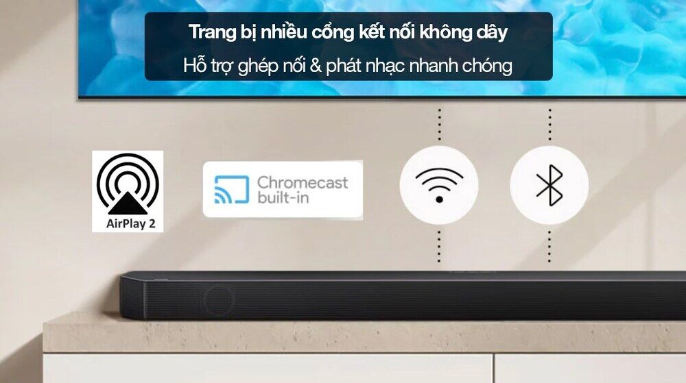 loa thanh samsung hw-q990d/xv 656w-trang bị nhiều cổng kết nối không dây hỗ trợ phát nhạc và ghép nối thiết bị nhanh chóng