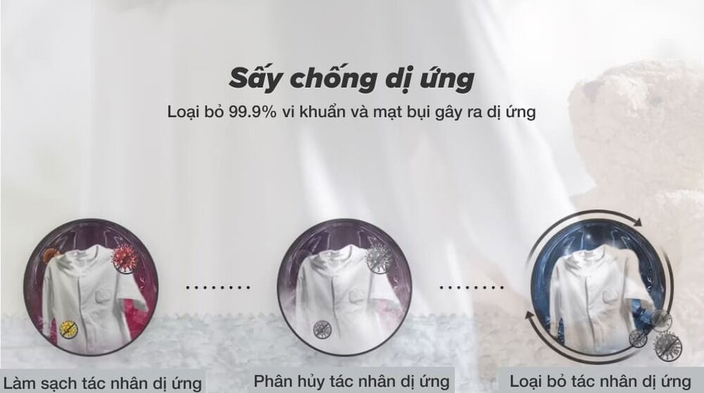 máy sấy bơm nhiệt lg 10.5 kg dvhp50p - sấy ngừa dị ứng