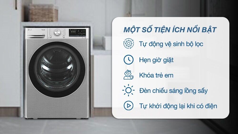 máy sấy bơm nhiệt lg 10.5 kg dvhp50p