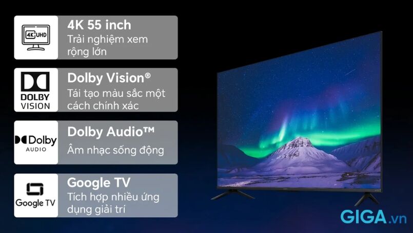 google tivi xiaomi a pro qled 4k 55 inch l55mb-apsea 2026 thiết kế hiện đại
