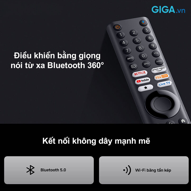 remote bluetooth 360° đi kèm của google tivi xiaomi a 4k 43 inch l43mb-ausea 2026 có khả năng nhận tín hiệu 360 độ.