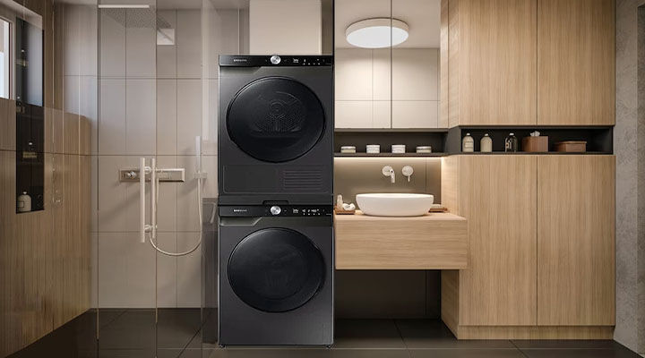 bộ kết nối máy giặt và máy sấy samsung màu đen skk-uub