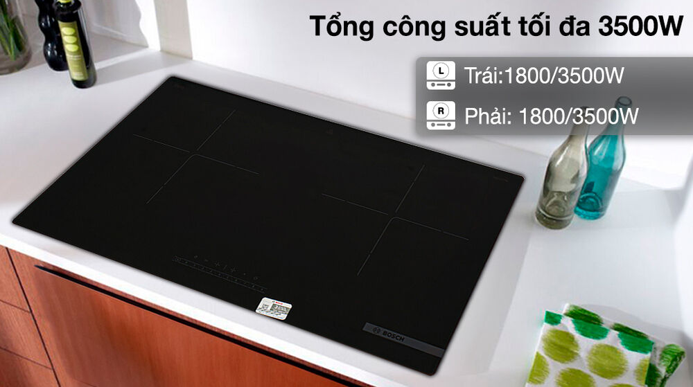 bếp từ đôi lắp âm bosch ppi8256evn - công suất, kích thước vùng nấu