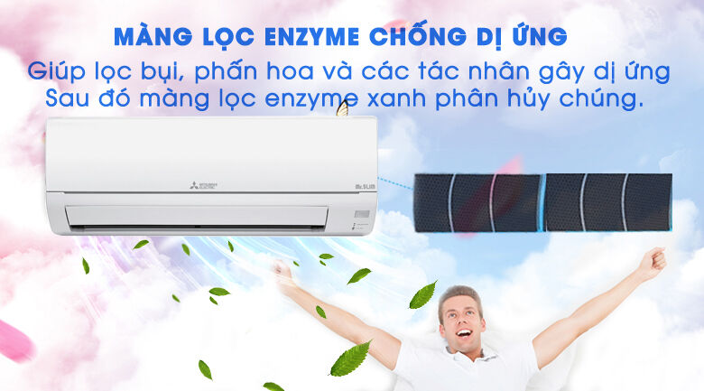 màng lọc enzyme - điều hòa mitsubishi electric 1 chiều 9212 btu ms-js25vf