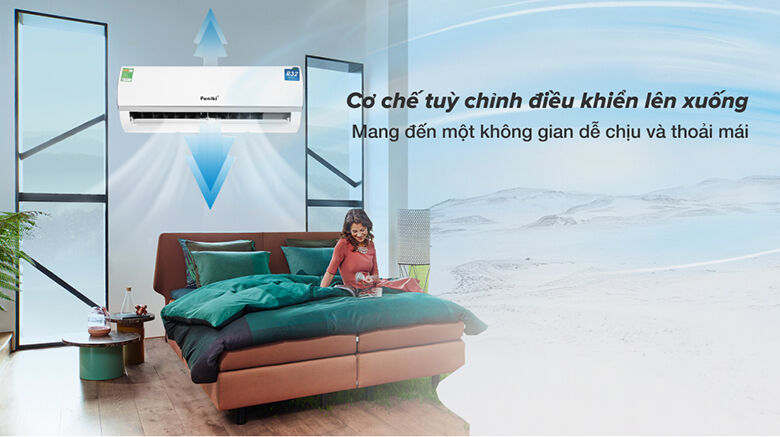 hướng gió với góc gió rộng -điều hoà funiki 1 chiều 18000 btu hsc18tmu