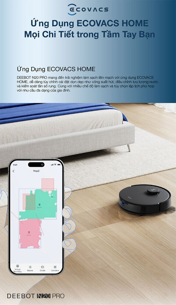 robot hút bụi lau nhà ecovacs deebot n20 pro
