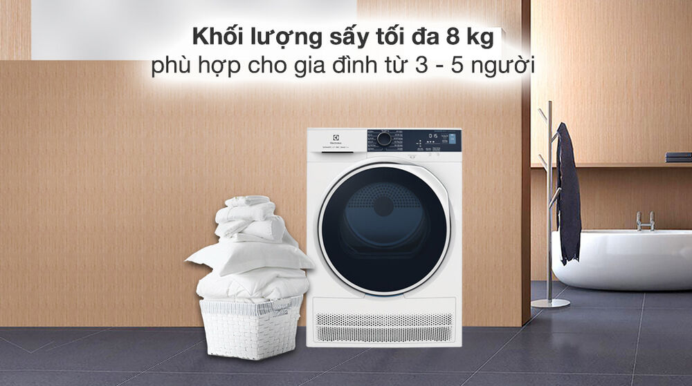 Máy sấy ngưng tụ Electrolux 8 kg EDC804P5WB - Khối lượng sấy - Chương trình hoạt động máy sấy ngưng tụ electrolux 8 kg edc804p5wb - khối lượng sấy - chương trình hoạt động