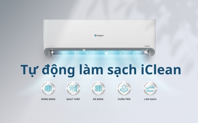 Chế độ tự làm sạch trên điều hòa Casper Inverter 12000 BTU GC-12IS35 chế độ tự làm sạch trên điều hòa casper inverter 12000 btu gc-12is35