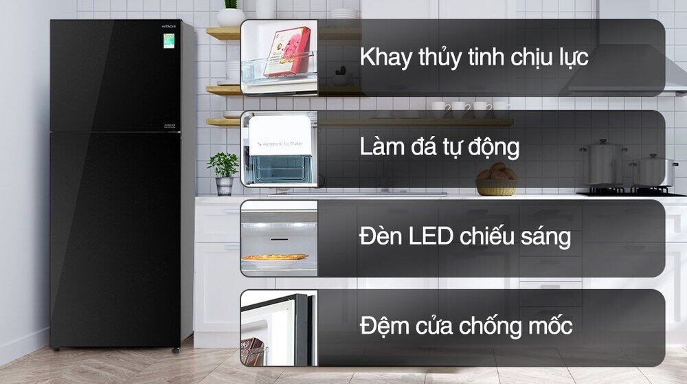 Tủ lạnh Hitachi Inverter 349 lít R-FVY480PGV0 GBK - Tiện ích tủ lạnh hitachi inverter 349 lít r-fvy480pgv0 gbk - tiện ích