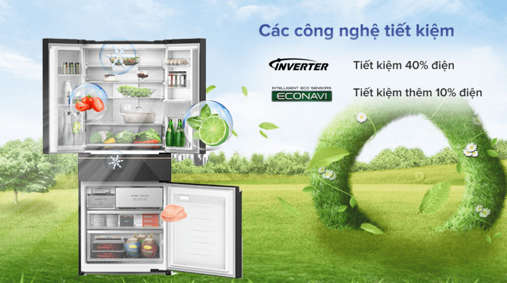 tủ lạnh panasonic 540 lít nr-yw590ymmv - công nghệ inverer và cảm biến econavi