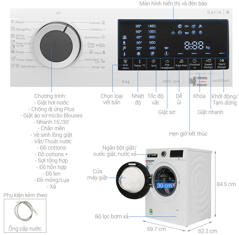 máy giặt bosch 9 kg wga14400sg