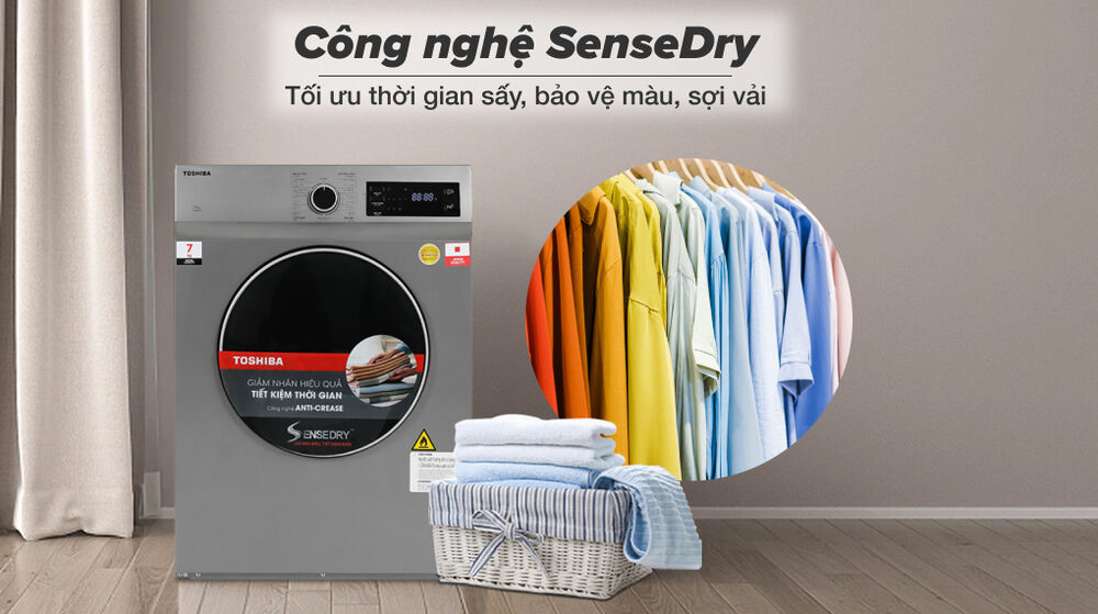 máy sấy thông hơi 7 kg toshiba td-h80sev(sk) - công nghệ sấy