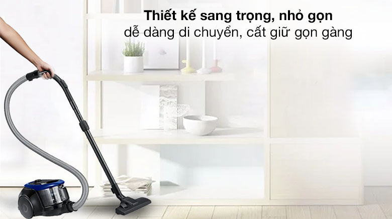 thiết kế gọn nhẹ - máy hút bụi samsung vc18m2120sb/sv