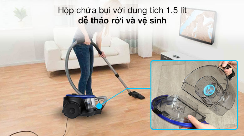 dung tích 1.5 lít - máy hút bụi samsung vc18m2120sb/sv