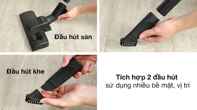 trang bị 2 đầu hút - máy hút bụi samsung vc18m2120sb/sv