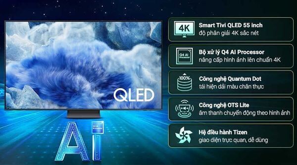 smart tivi qled samsung ai 4k 55 inch qa55q8f5 mẫu mới