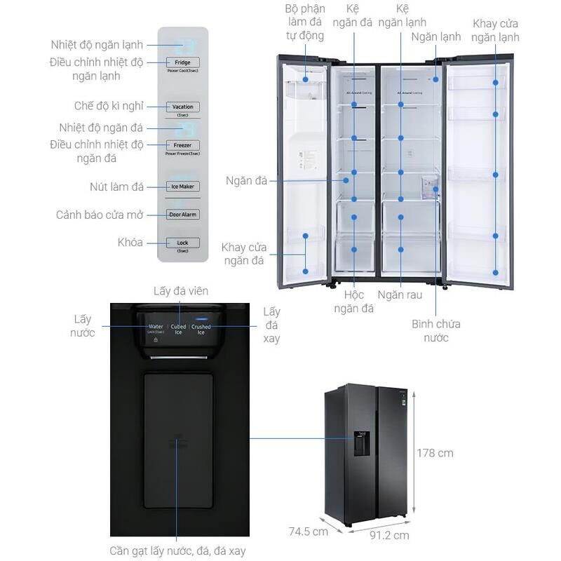 Tủ lạnh Samsung Inverter 635 lít Side By Side RS64R5301B4/SV