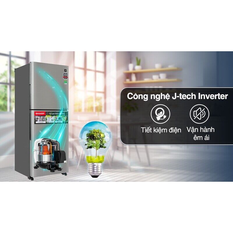 Tủ lạnh Sharp Inverter 330 lít SJ-XP352AE-SL
