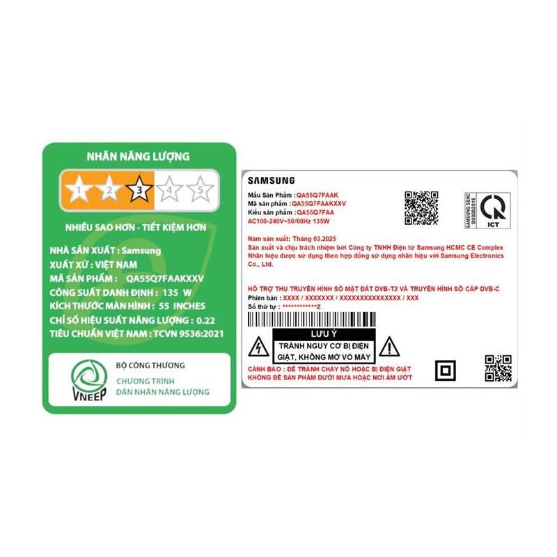 Smart Tivi QLED Samsung AI 4K 55 inch QA55Q7FA Mẫu mới