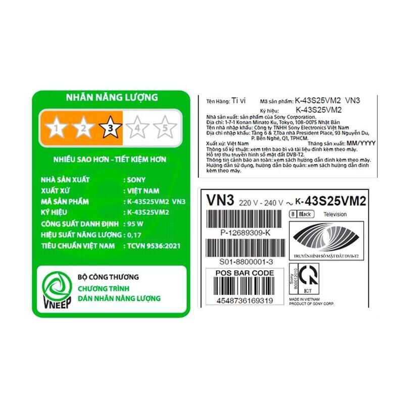 Google Tivi Sony 4K 43 inch K-43S25VM2